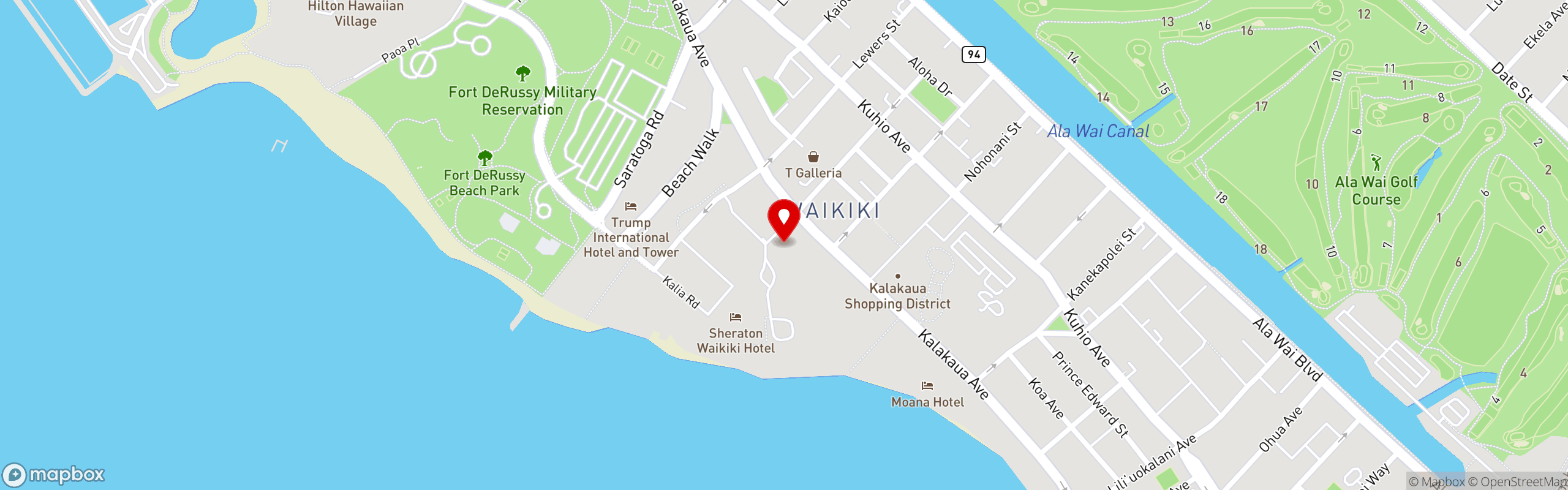 Street map pinning Tsuru Ton Tan in Tsurutontan Waikiki - Honolulu