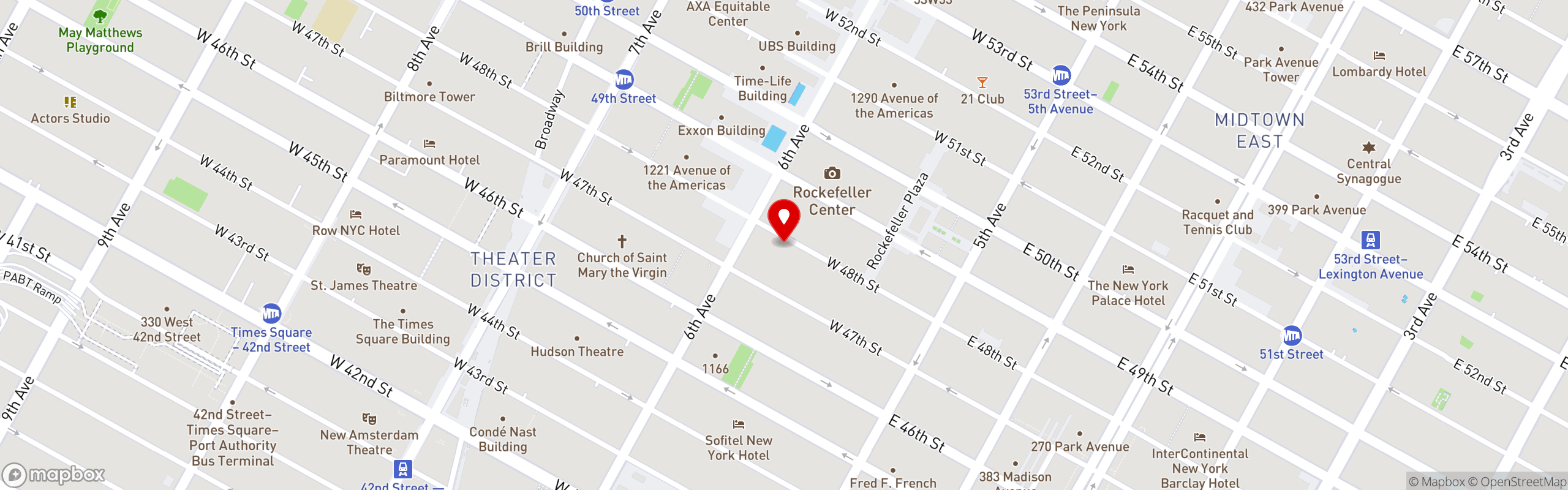 Street map pinning TsuruTonTan Udon Noodle Brasserie in Tsuru Ton Tan - Midtown, NY