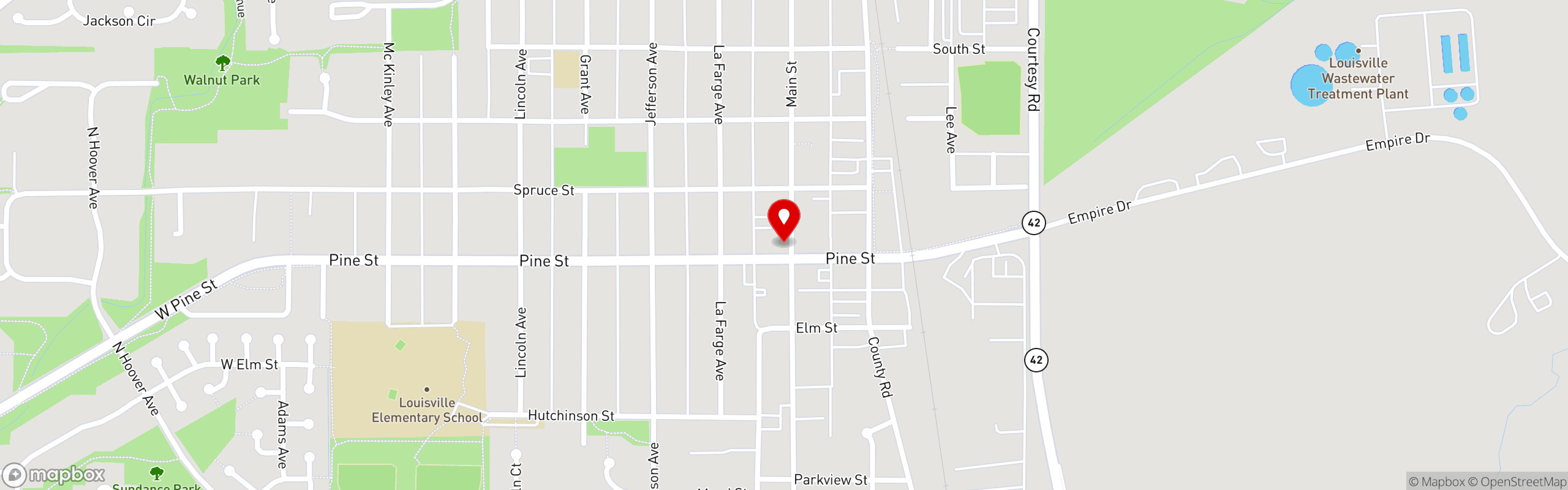 Street map pinning /pôr/ wine house in Downtown Louisville