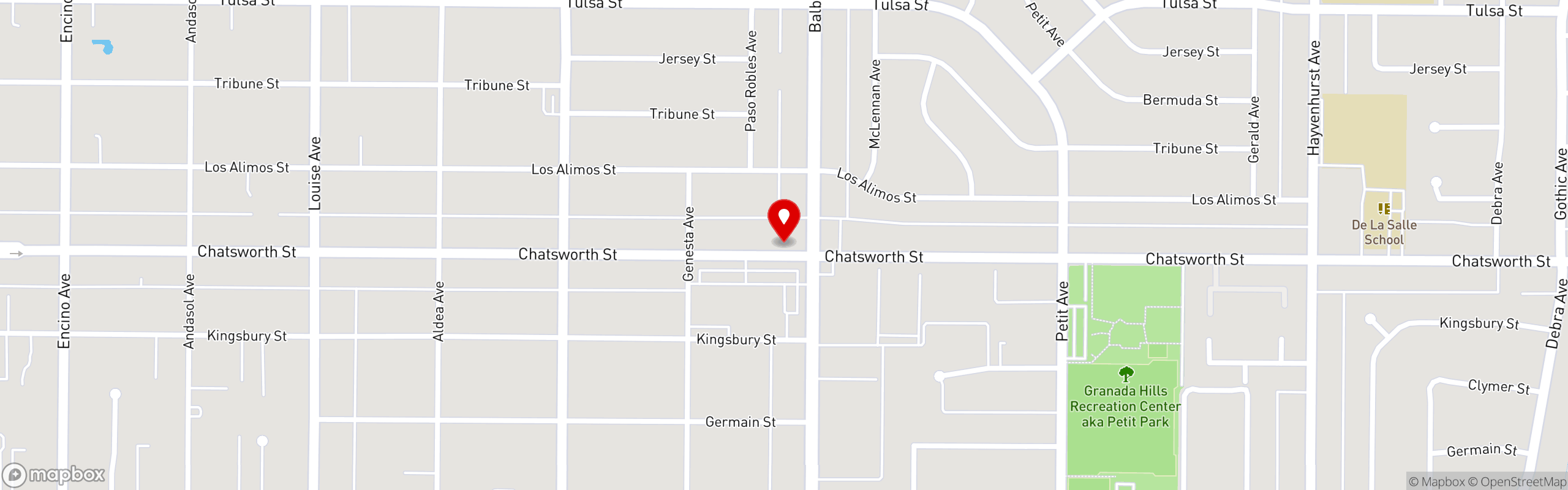 Street map pinning Main Kitchen Cafe in Main Kitchen Cafe - Granada Hills