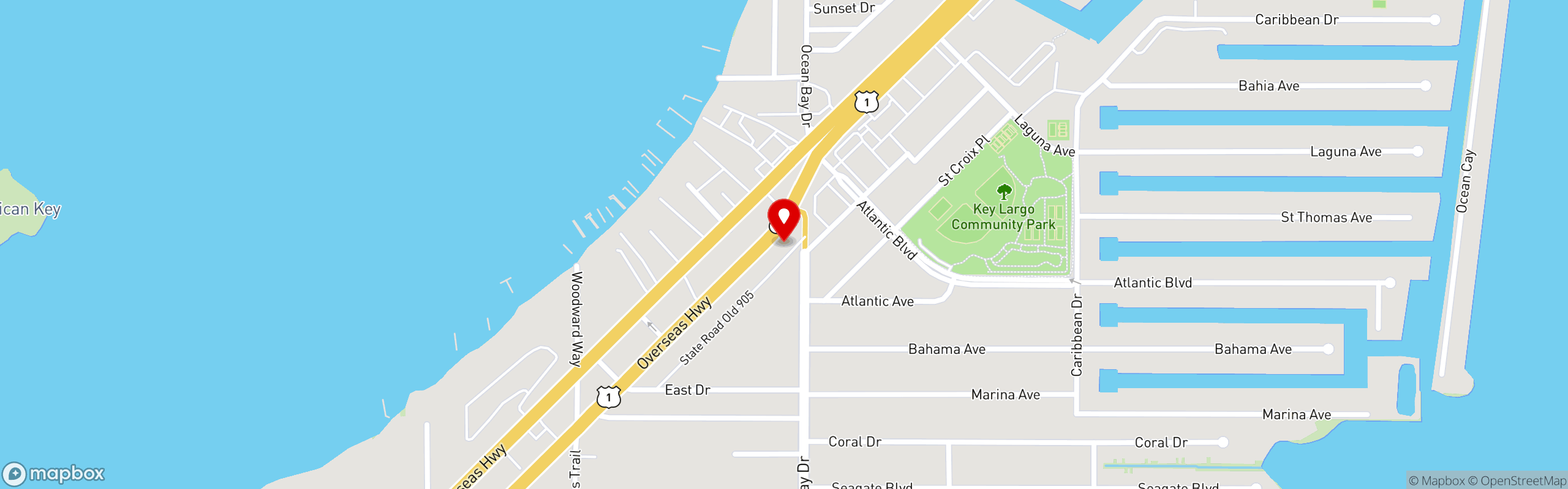 Street map pinning High Tide Restaurant Key Largo in Key Largo, FL