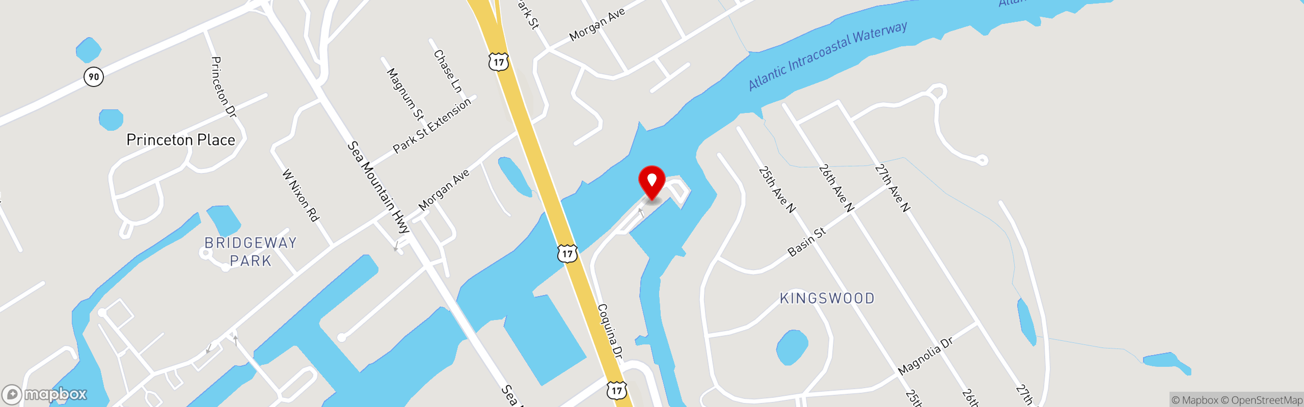 Street map pinning Captain Archie's in Captain Archies