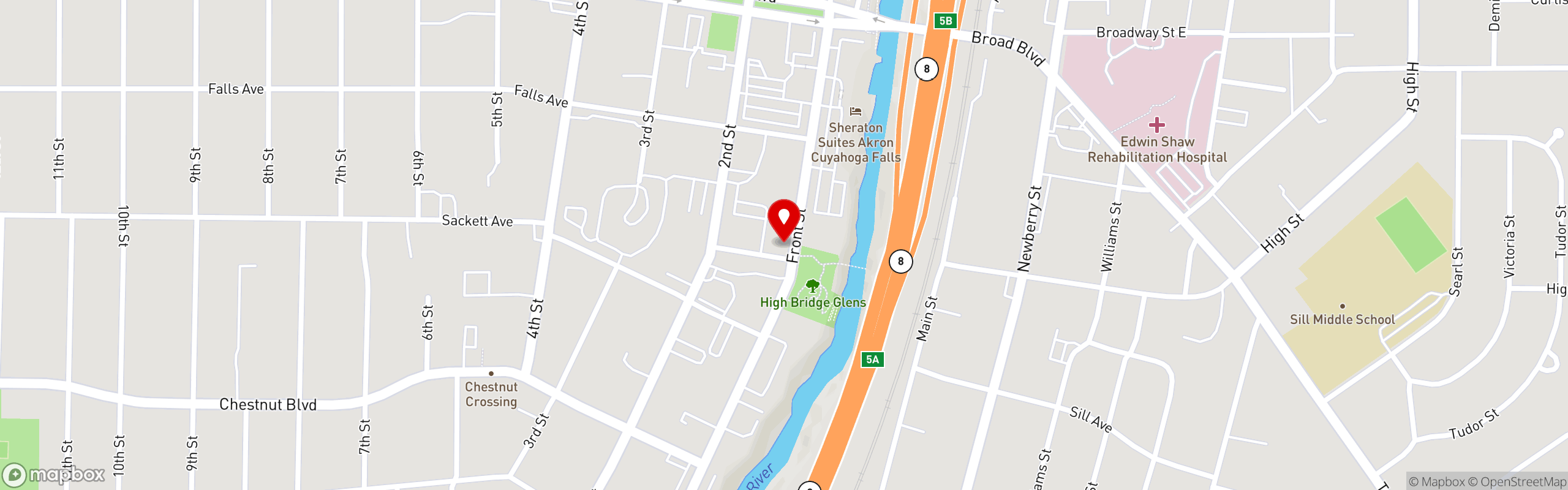 Street map pinning Butcher & Sprout in Cuyahoga Falls