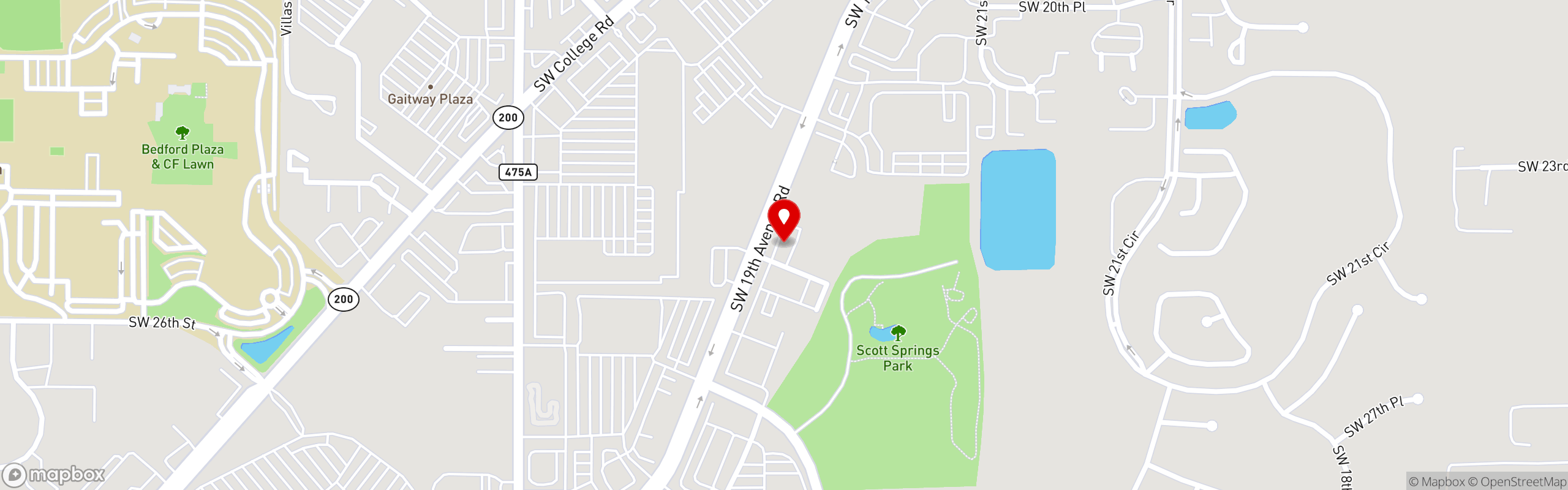 Street map pinning ANF Gyros & Grill in Ocala