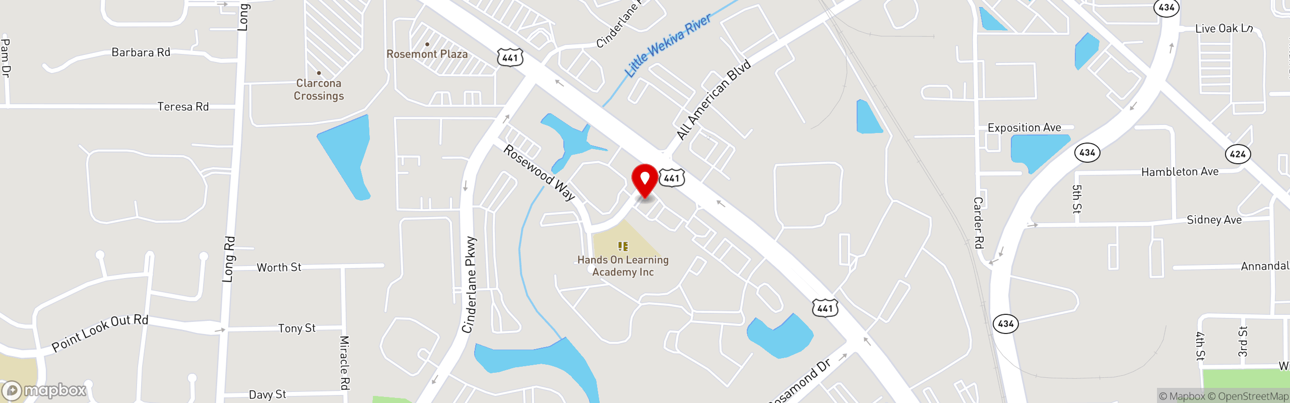 Street map pinning ANF Gyros & Grill in North Obt Orlando