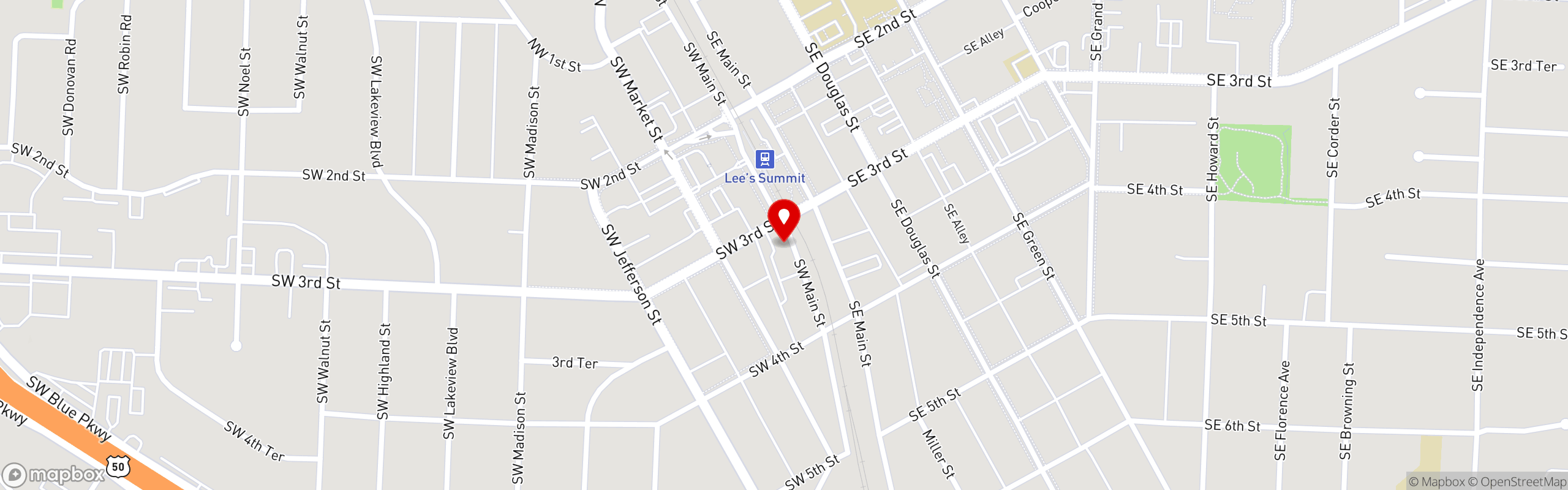 Street map pinning Konrads Kitchen and Tap House in Konrad's Kitchen and Tap House