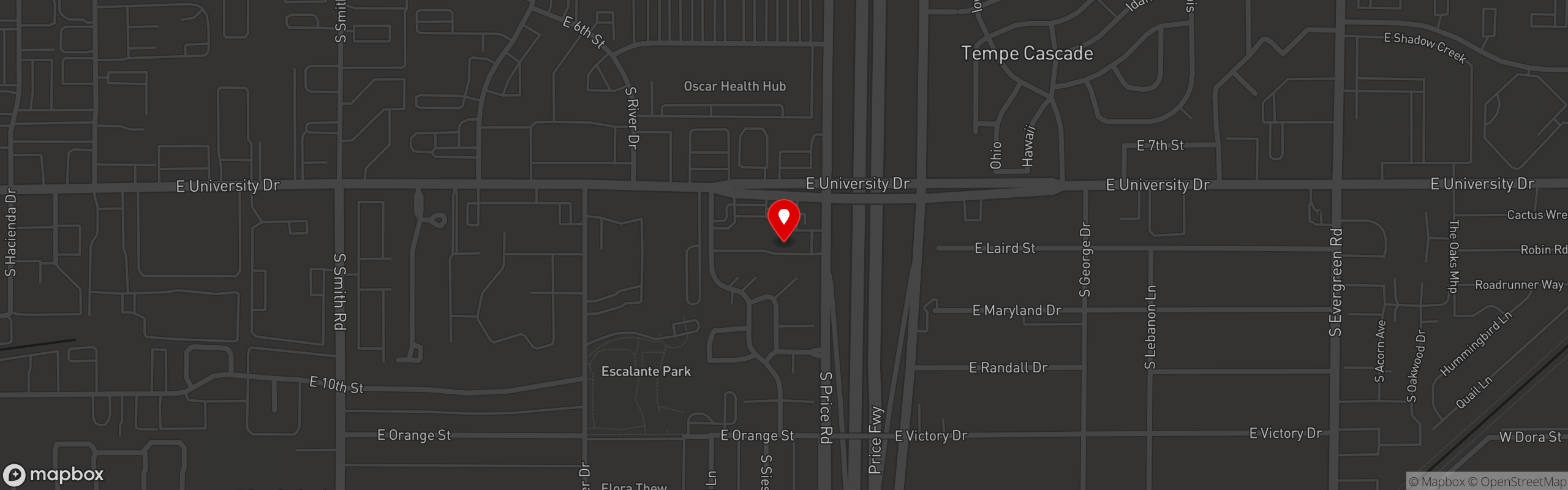 Street map pinning El Jefe Tacos & Sushi in El Jefe Tacos & Sushi - Tempe