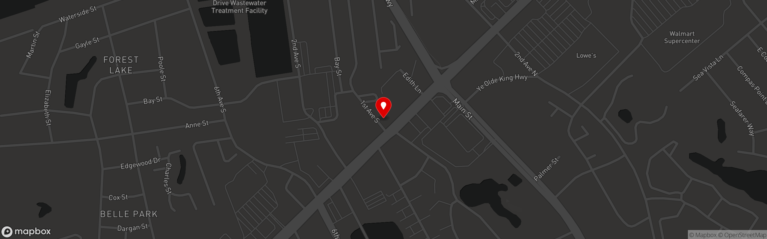 Street map pinning Martini in North Myrtle Beach