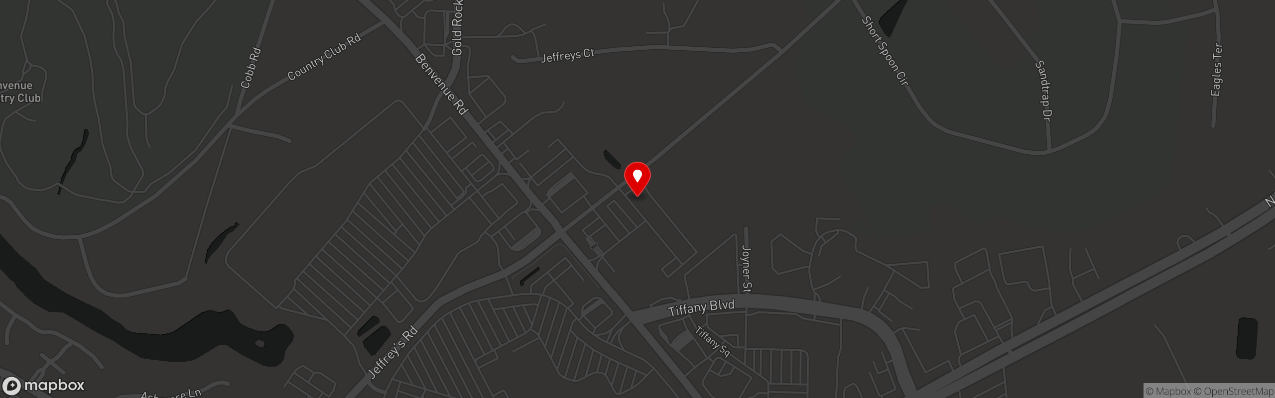Street map pinning Shuckin' Shack - Rocky Mount in Rocky Mount, NC