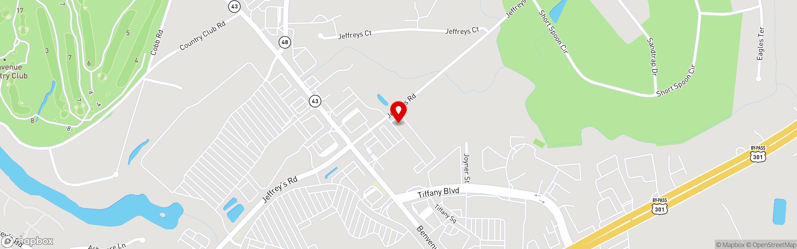 Street map pinning Shuckin' Shack - Rocky Mount in Rocky Mount, NC