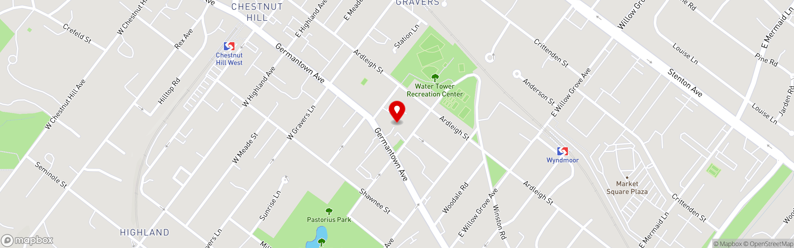Street map pinning The Borscht Belt in Chestnut Hill