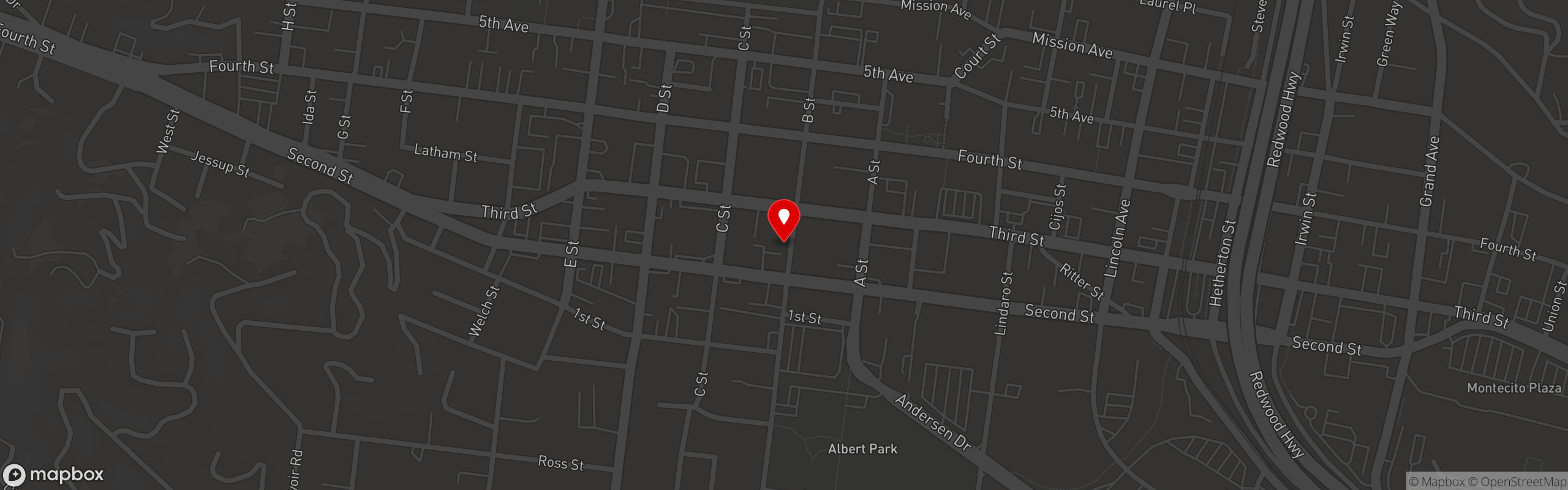 Street map pinning Uchiwa Ramen in San Rafael, CA