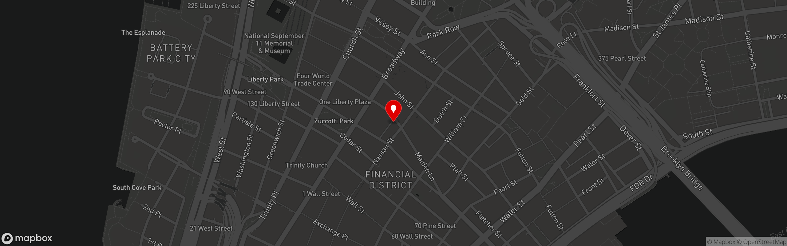Street map pinning Āne Bar & Restaurant in Wall Street