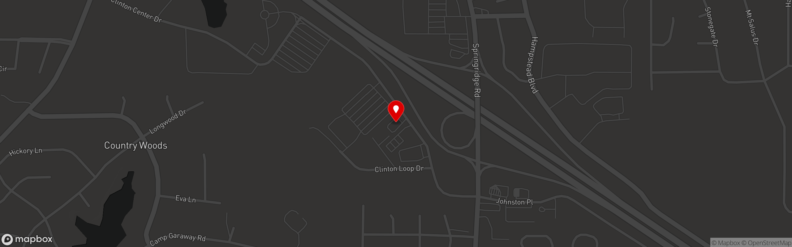 Street map pinning The Froghead Grill in Clinton, MS