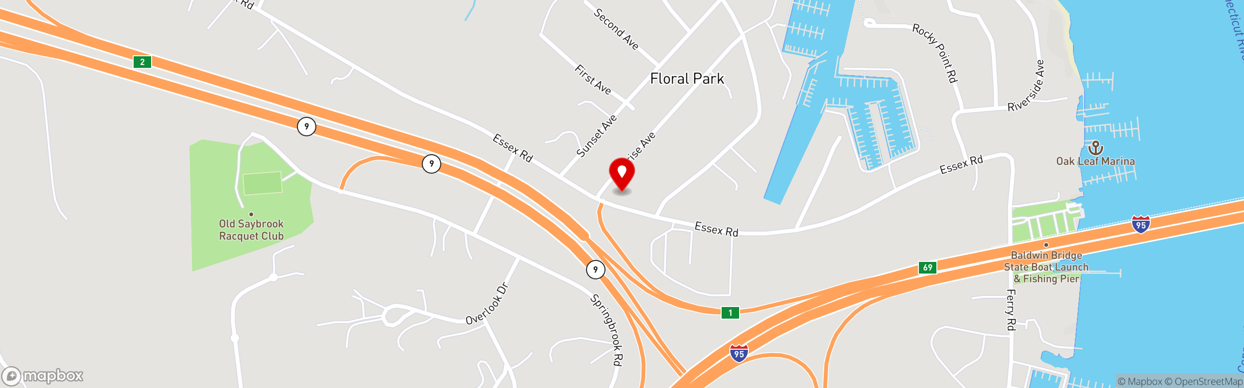 Street map pinning Otter Cove Restaurant and Bar in Old Saybrook