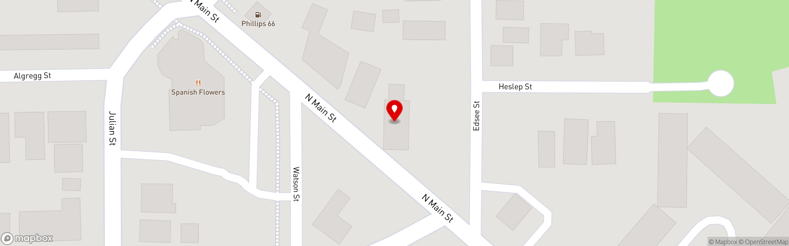 Street map pinning Triola's Kitchen in Houston