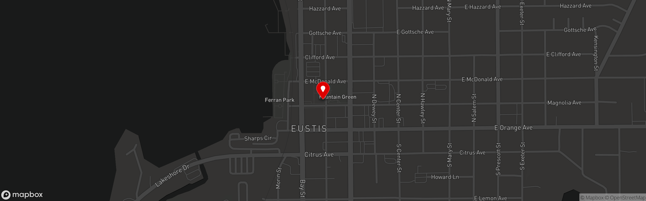 Street map pinning The Brick & Barrel in Eustis