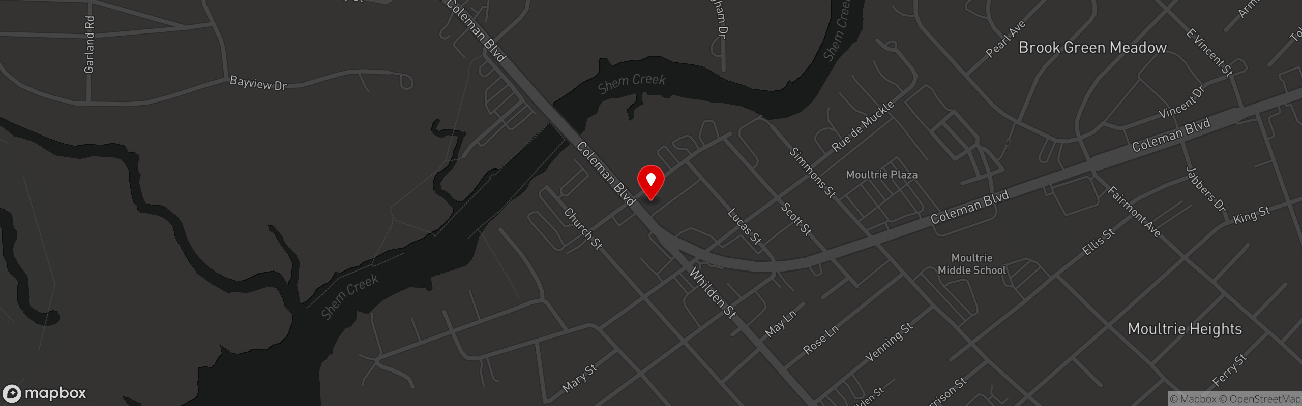 Street map pinning The Shelter Kitchen + Bar in Mt. Pleasant