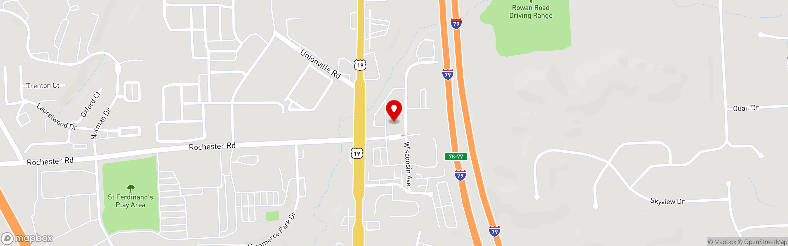 Street map pinning Ichiban Hibachi & Sushi Bar in Cranberry