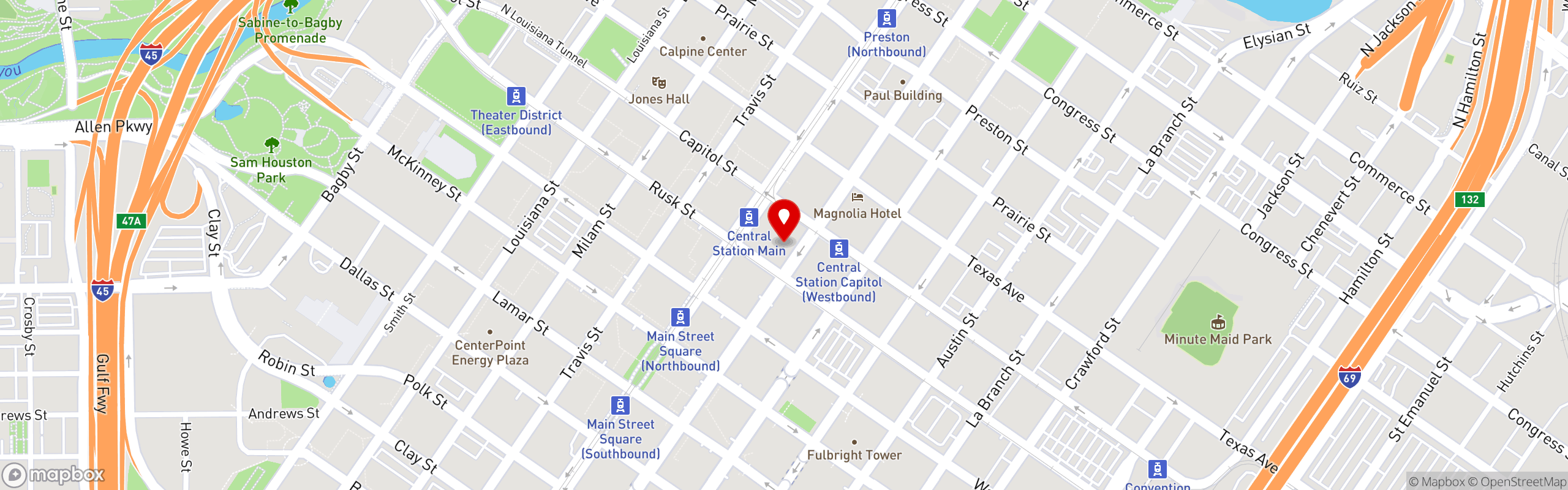 Street map pinning Table 7 Bistro in Houston