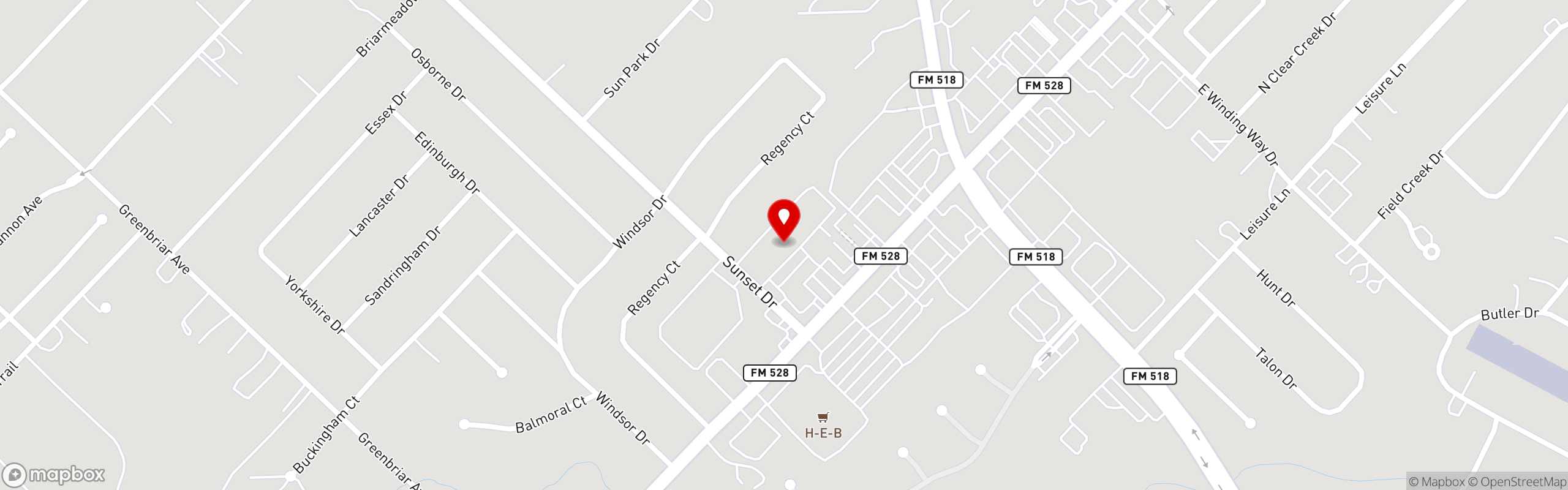 Street map pinning La Escondida Mexican Grill in Friendswood