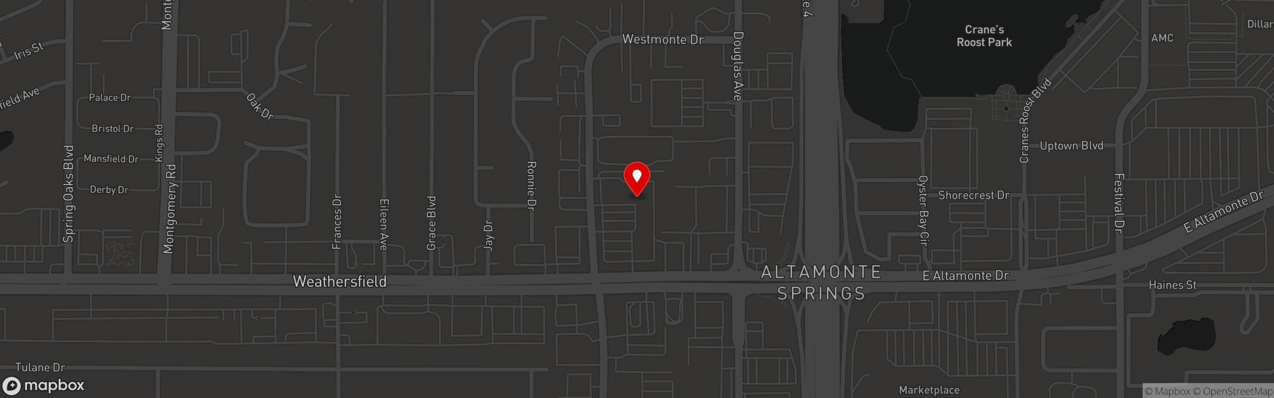 Street map pinning Antica Pizzeria & Market in Altamonte Springs
