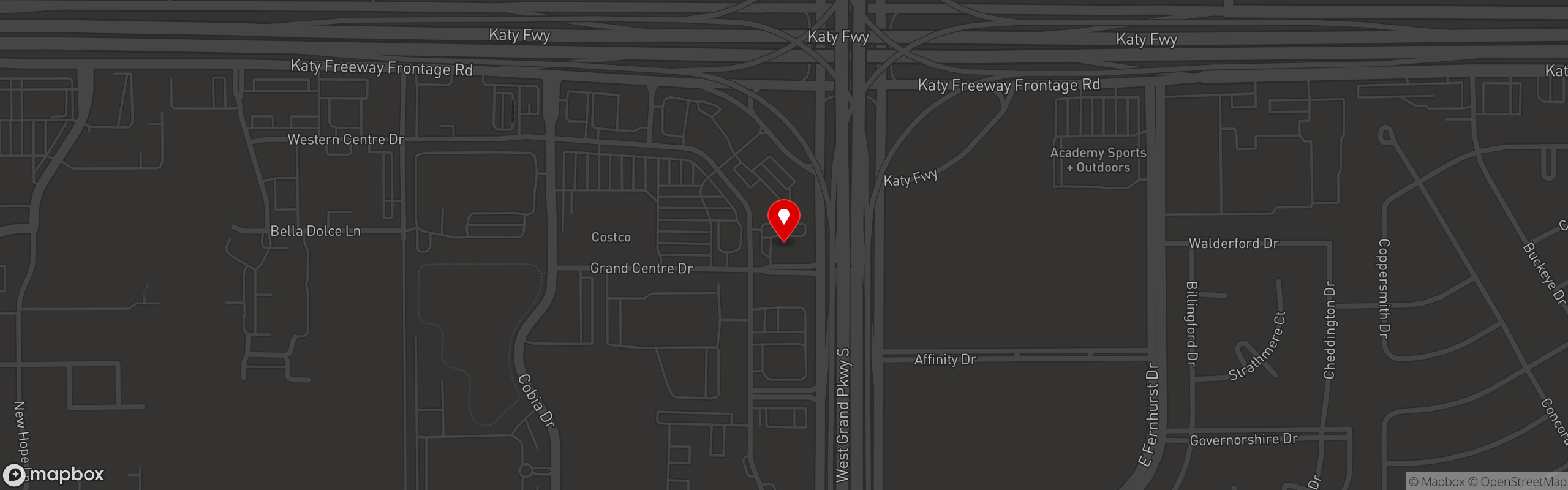 Street map pinning Aga's Restaurant in Katy To Go