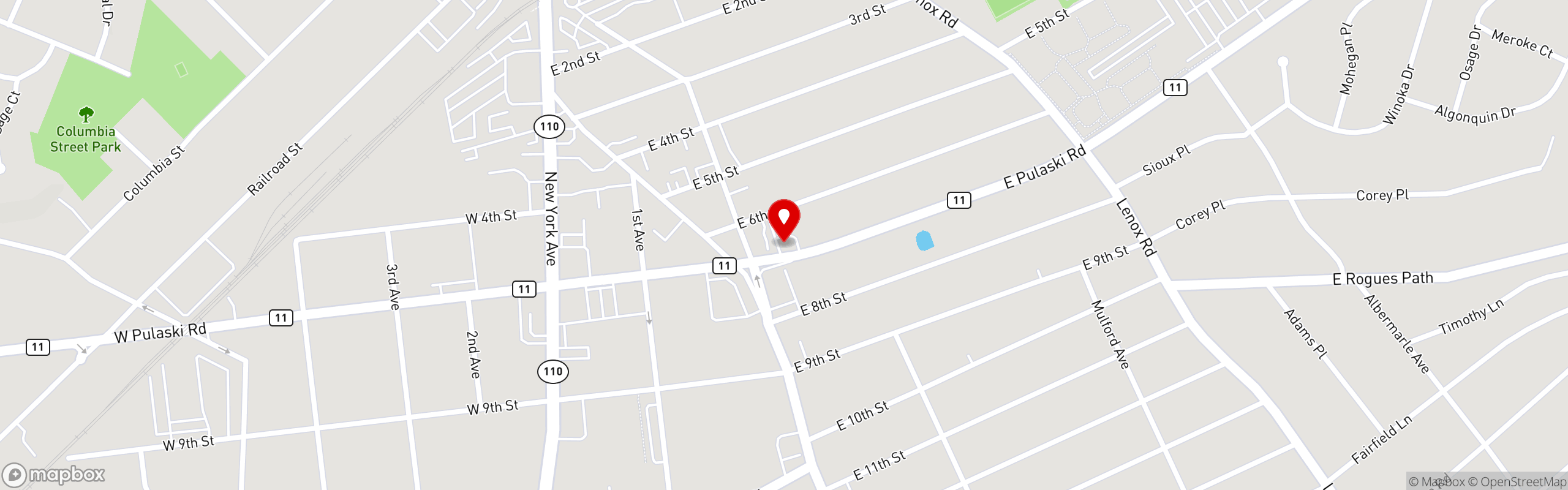 Street map pinning Paulie's Pizzeria in Paulie's Pizzeria