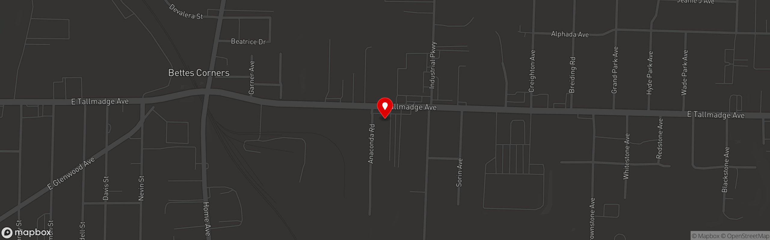 Street map pinning The Original Steaks and Hoagies in Akron