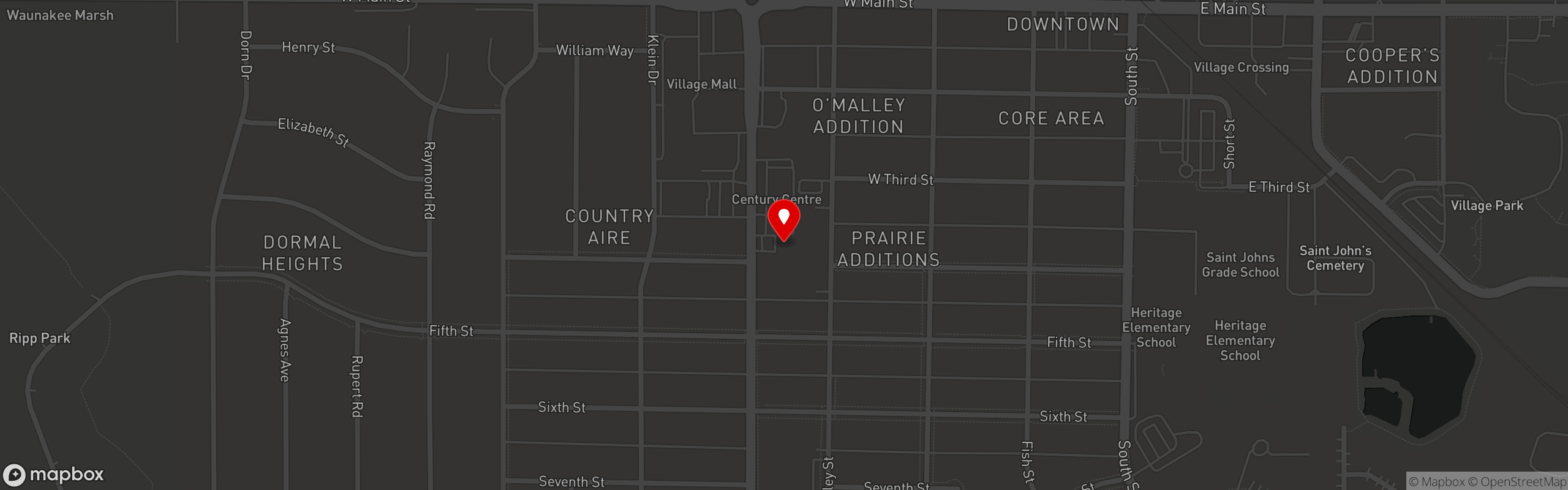 Street map pinning The Original Steaks and Hoagies in Waunakee