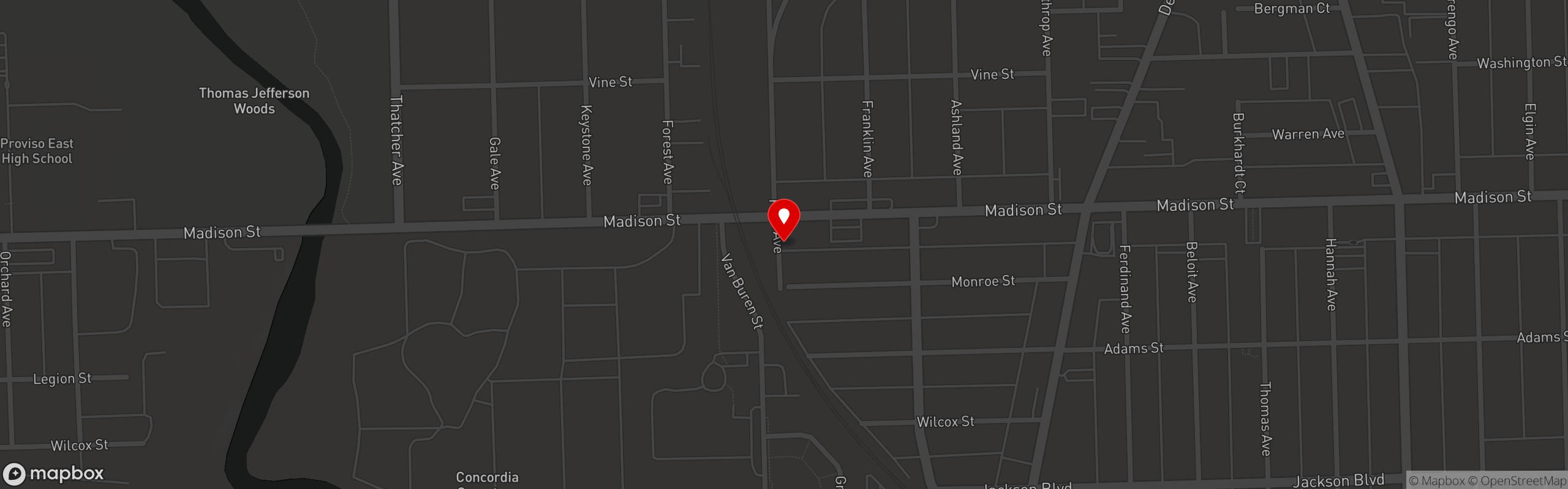 Street map pinning The Original Steaks and Hoagies in Forest Park