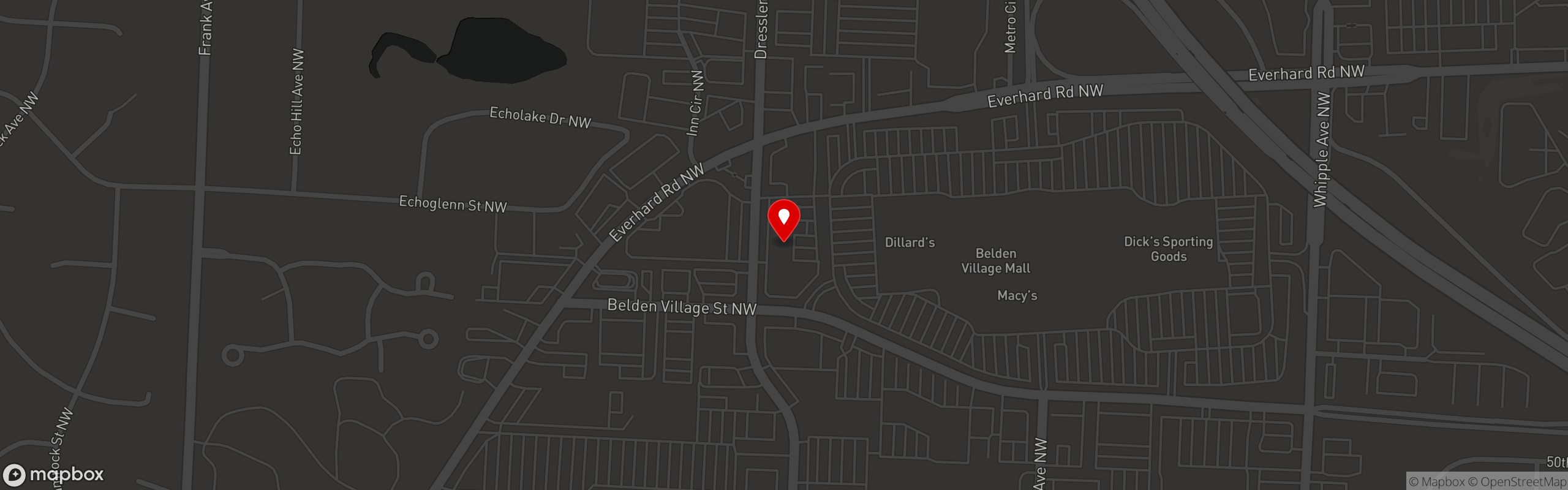 Street map pinning The Original Steaks and Hoagies in Belden Village