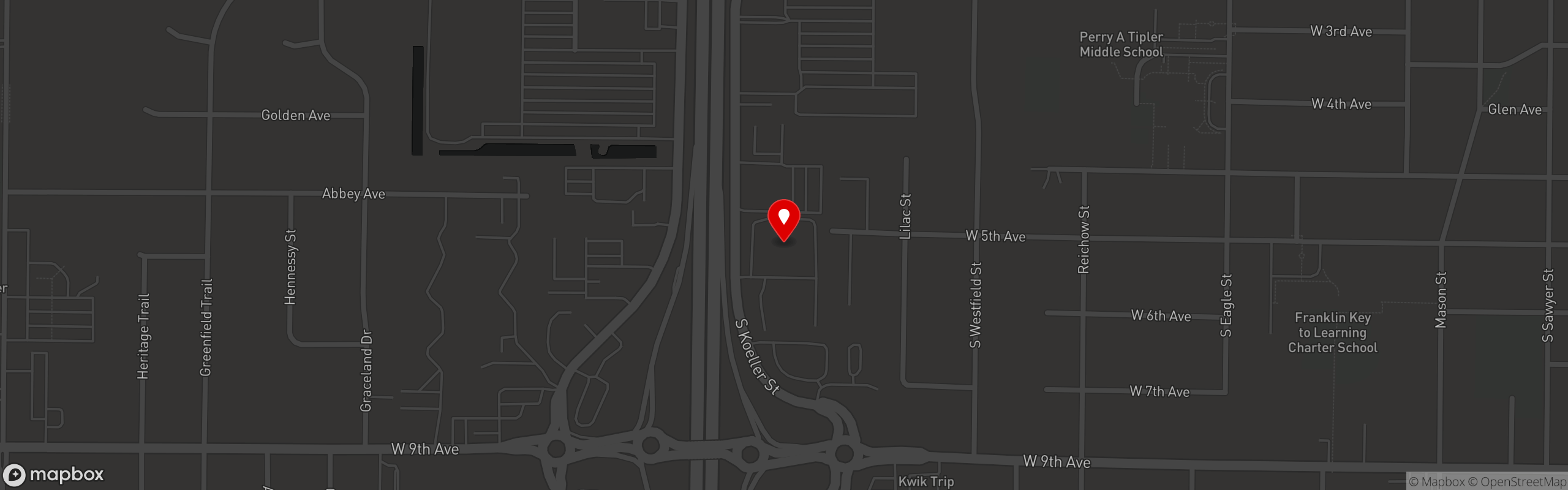 Street map pinning The Original Steaks and Hoagies in Oshkosh