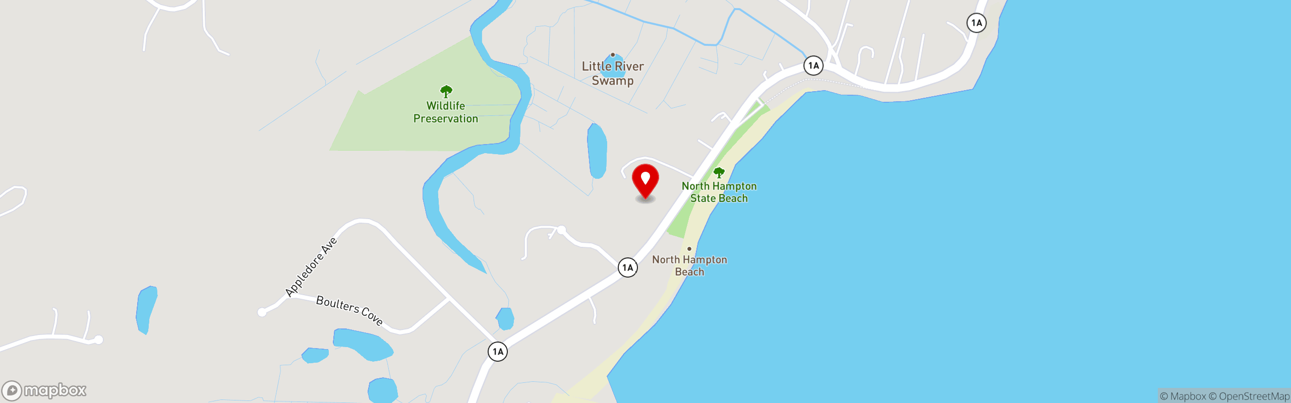 Street map pinning The Beach Plum in North Hampton