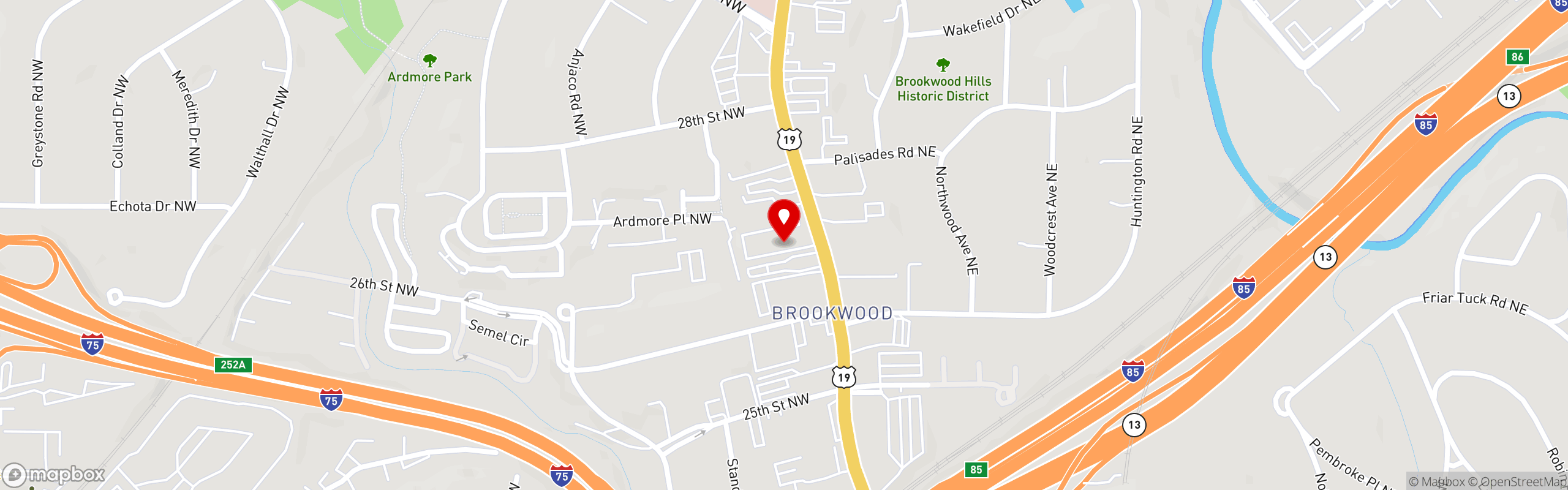 Street map pinning Irie Mon Cafe in Irie Mon Cafe - Buckhead
