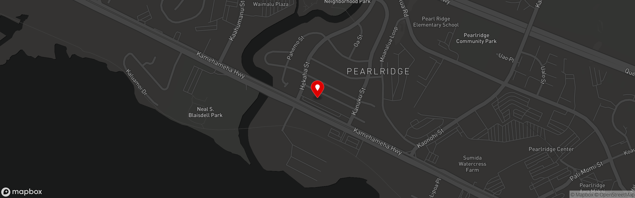 Street map pinning Cajun King Aiea in Waimalu Shopping Center