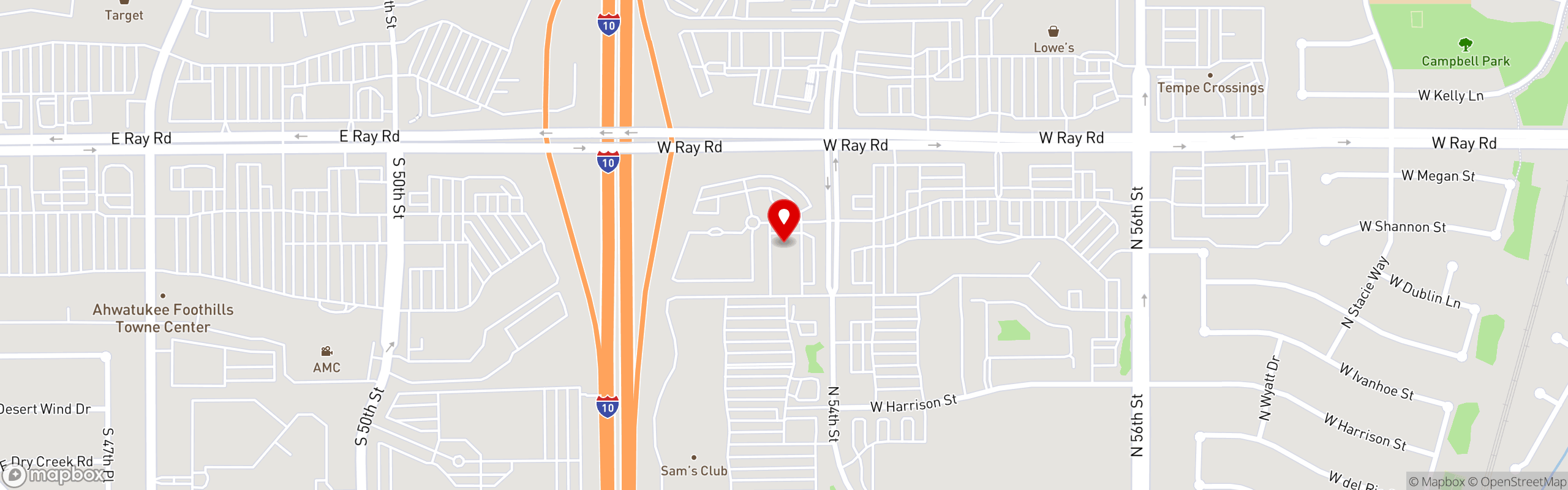 Street map pinning Cien Agaves in Chandler, AZ