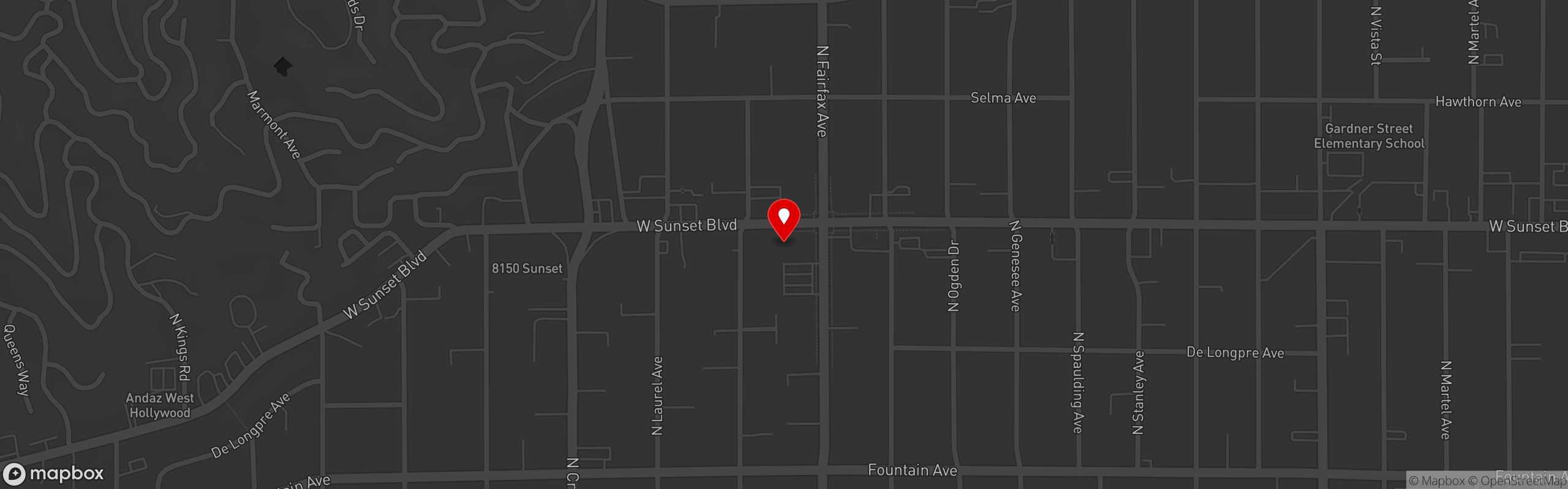 Street map pinning The Griddle Cafe in Los Angeles