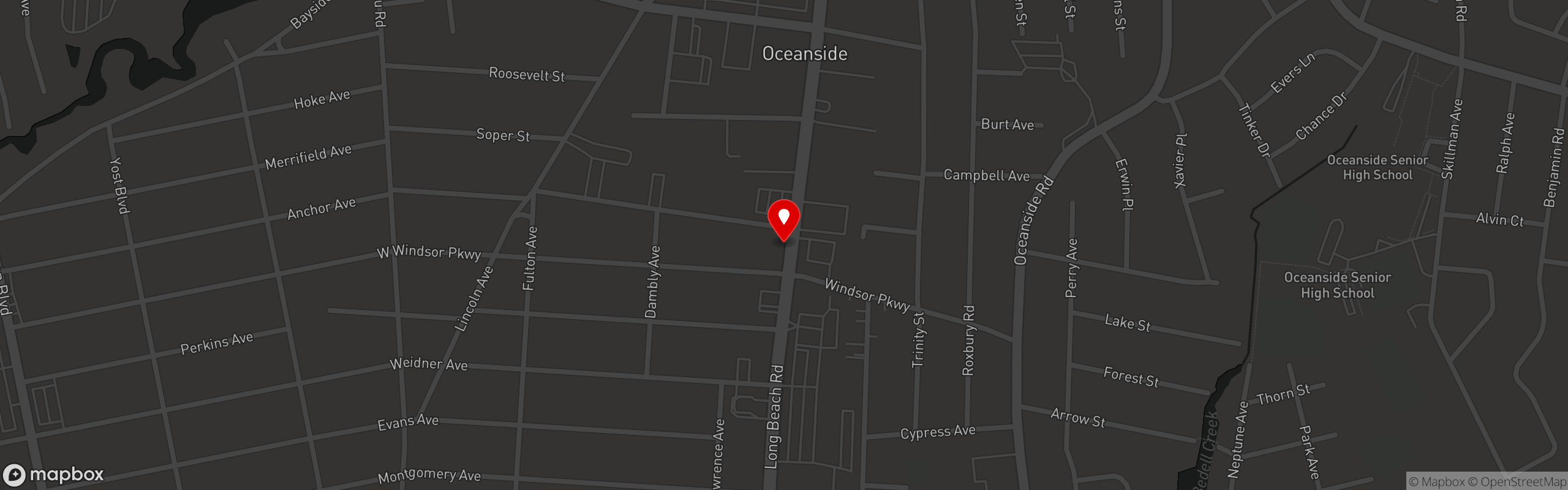 Street map pinning Lushes Restaurant & Bar in Lushes Restaurant & Bar