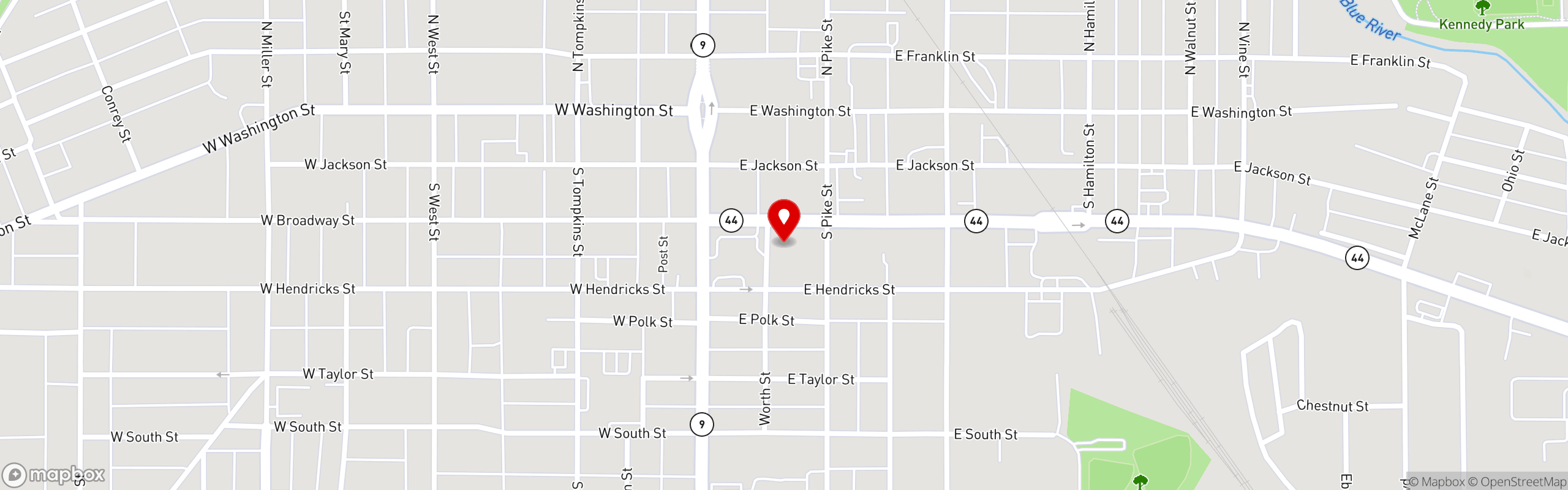 Street map pinning Pizza King | Shelbyville, IN in Pizza King | Shelbyville, IN