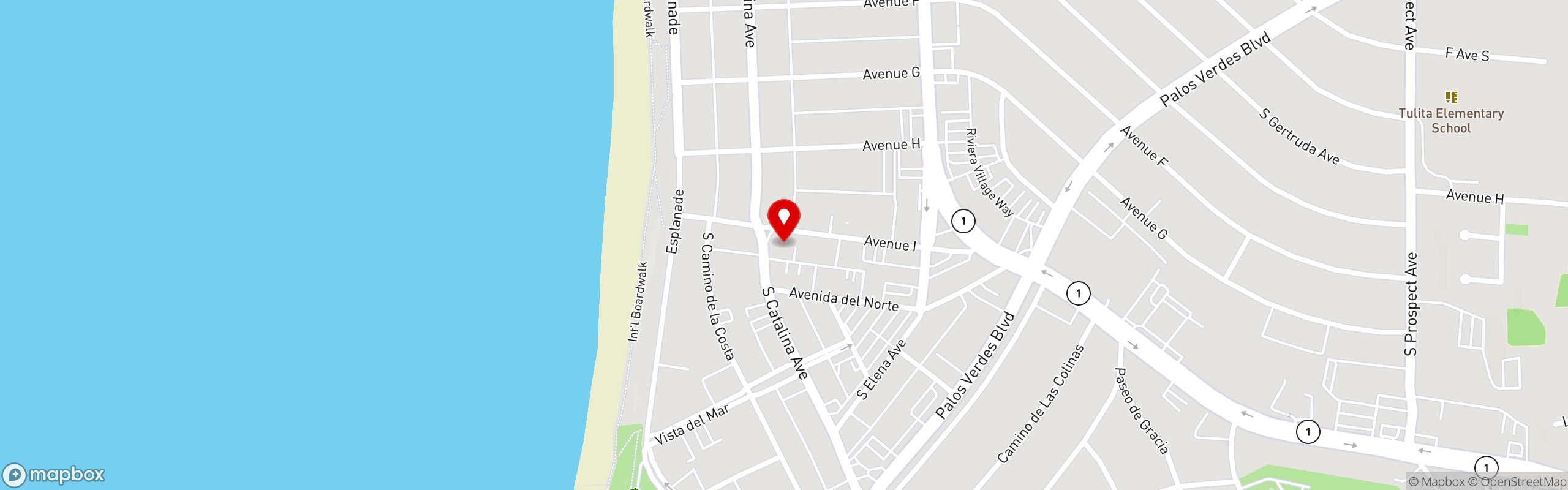 Street map pinning The Green Temple in Redondo