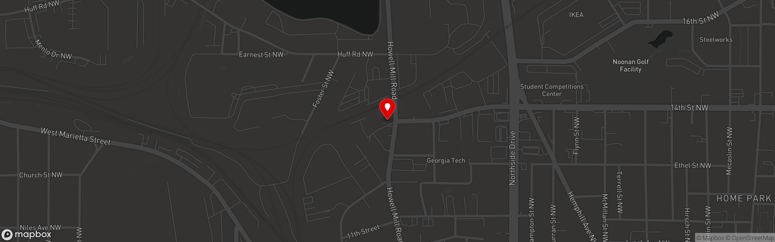 Street map pinning Ormsby's in Westside Provisions District