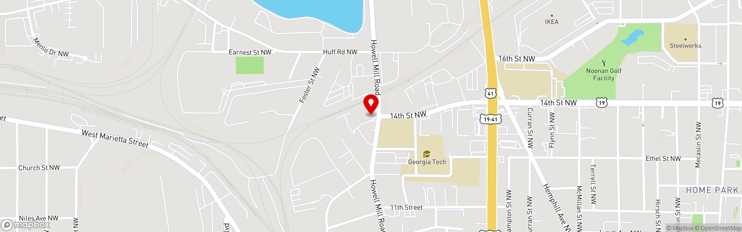 Street map pinning Ormsby's in Westside Provisions District