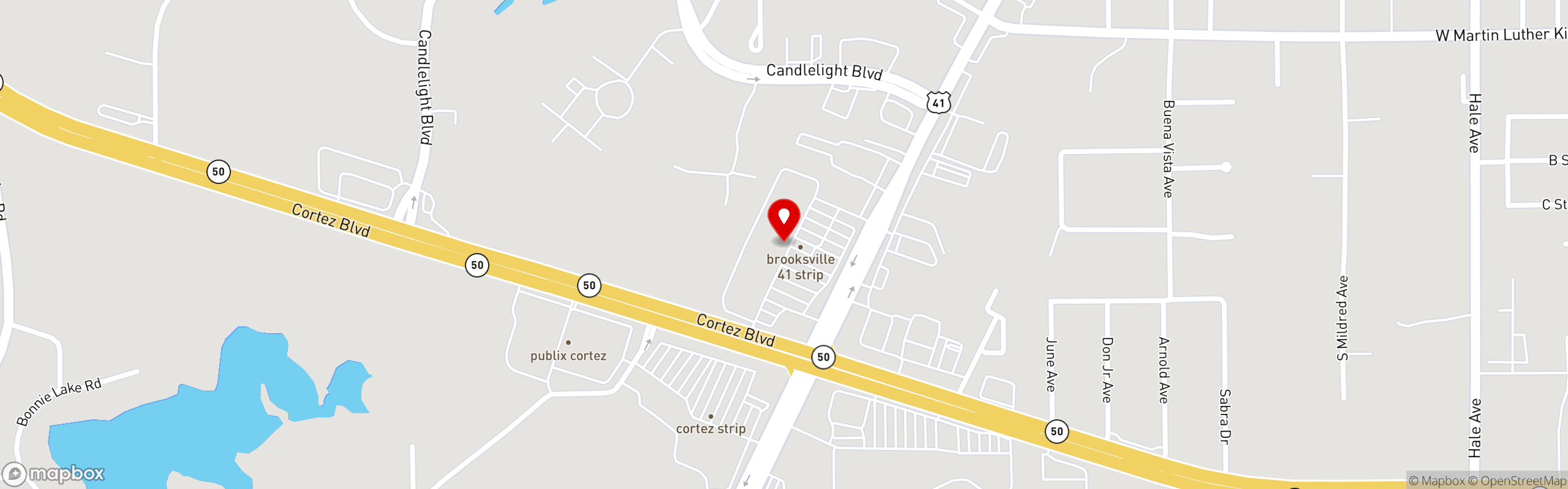 Street map pinning Breakfast Station in Breakfast Station (Brooksville)
