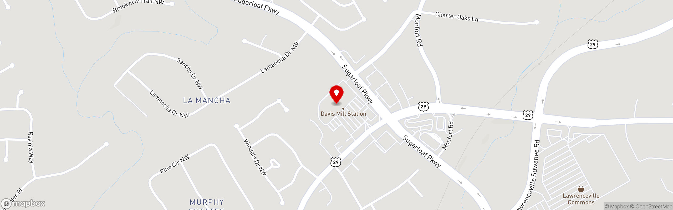 Street map pinning Las Delicias de La Abuela in La Abuela Lawrenceville