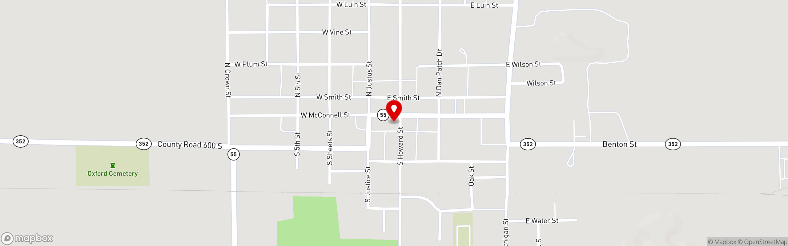 Street map pinning Pizza King | Oxford, IN in Pizza King | Oxford