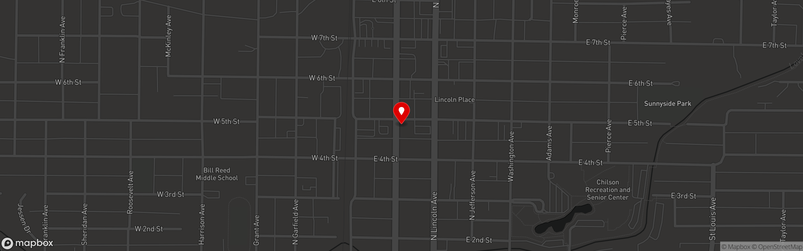 Street map pinning Tom Davis Saloon in Tom Davis Saloon