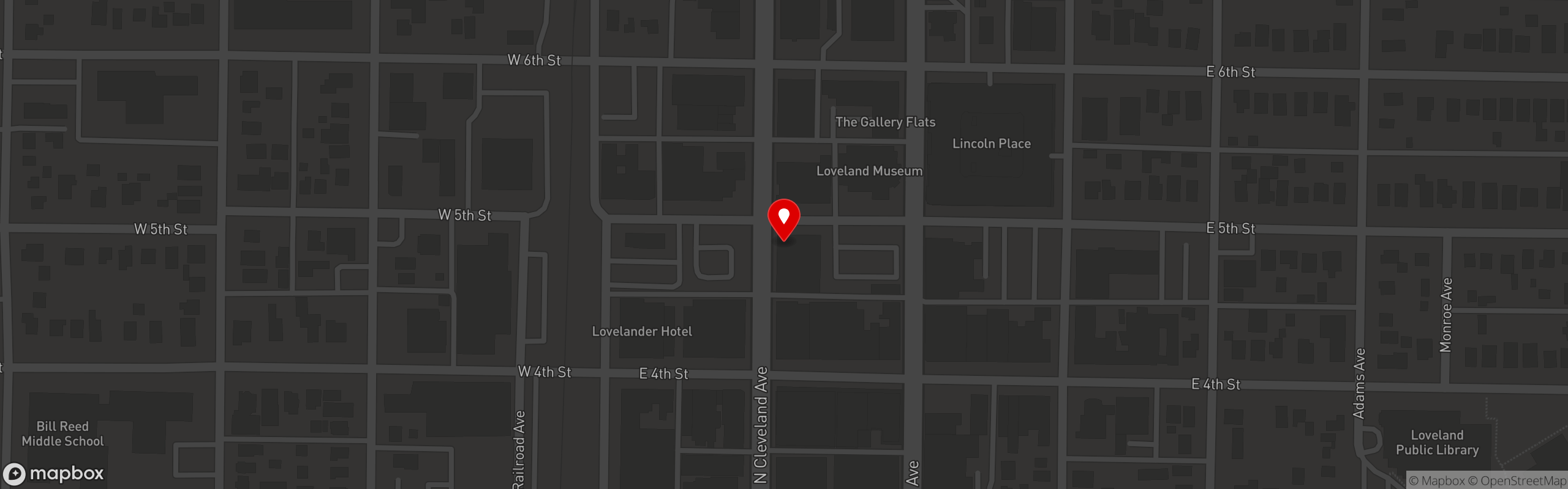 Street map pinning Tom Davis Saloon in Tom Davis Saloon