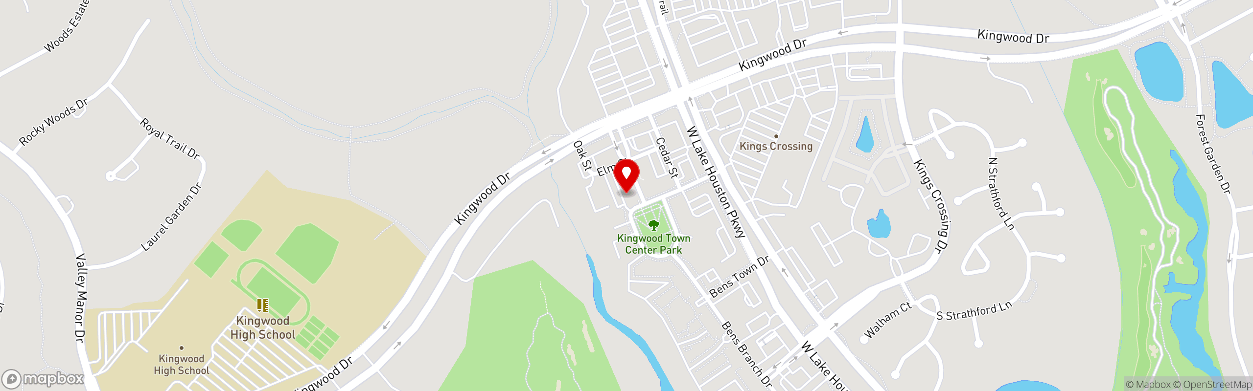 Street map pinning Chachi's Mexican Restaurant in Kingwood
