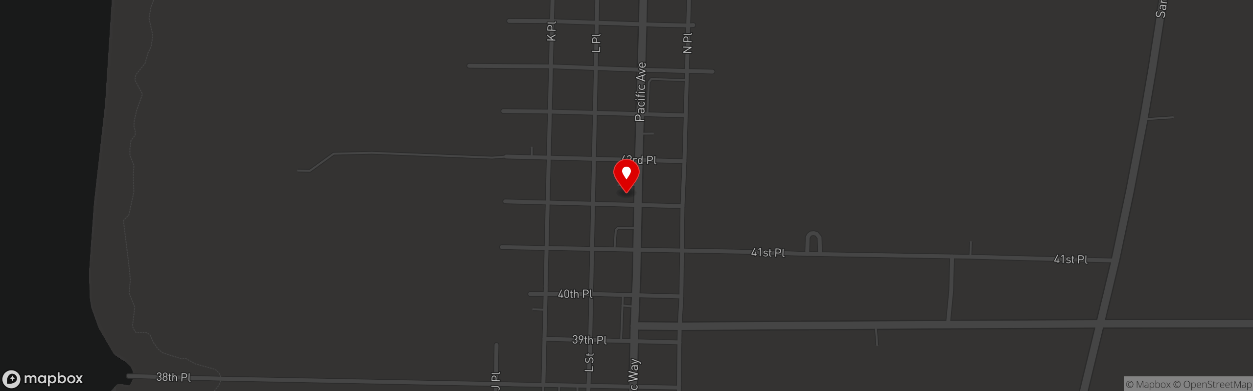 Street map pinning 42nd Street Cafe and Bistro in 42nd Street Cafe and Bistro